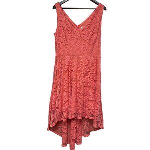 MUADRESS Women's Dress Sleeveless High Low Hem Floral Lace Orange Plus Size 2XL